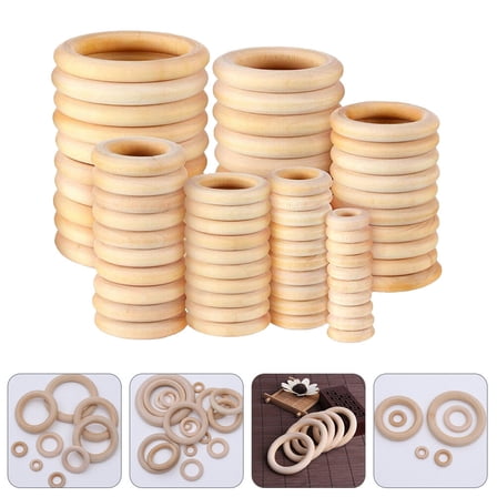 PBPBOX 100pcs Extra Large Curtain Rings Wood Rings for Crafts Khaki Curtain Connector for Home Decoration