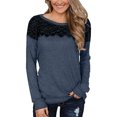 thumbnail image 1 of Pompotops Blouse Décontractée Automne pour Femmes Col Rond Aguichant Manches Longues en Dentelle, 1 of 8
