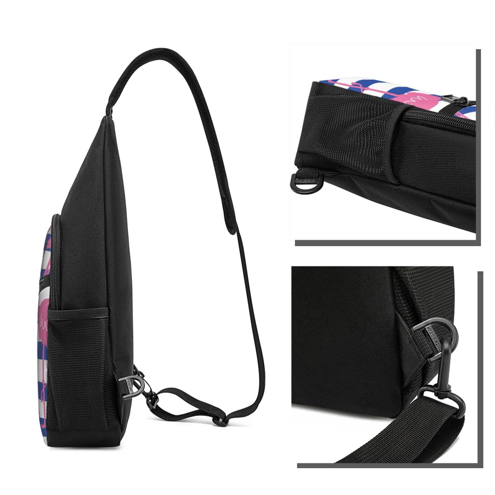Xecao's Pink Flamingo Print Sling Bag: A Versatile Chest, Shoulder, and Crossbody Backpack for Casual Days Out, Perfect for Both Men and Women