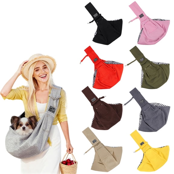 HOMEIORA 1pc Dog Sling Carrier, Classic Pocket & Classic Strap, Pet Sling for Small Dogs Puppy Cats up to 16 Lbs, for Outdoor Travel, Gray