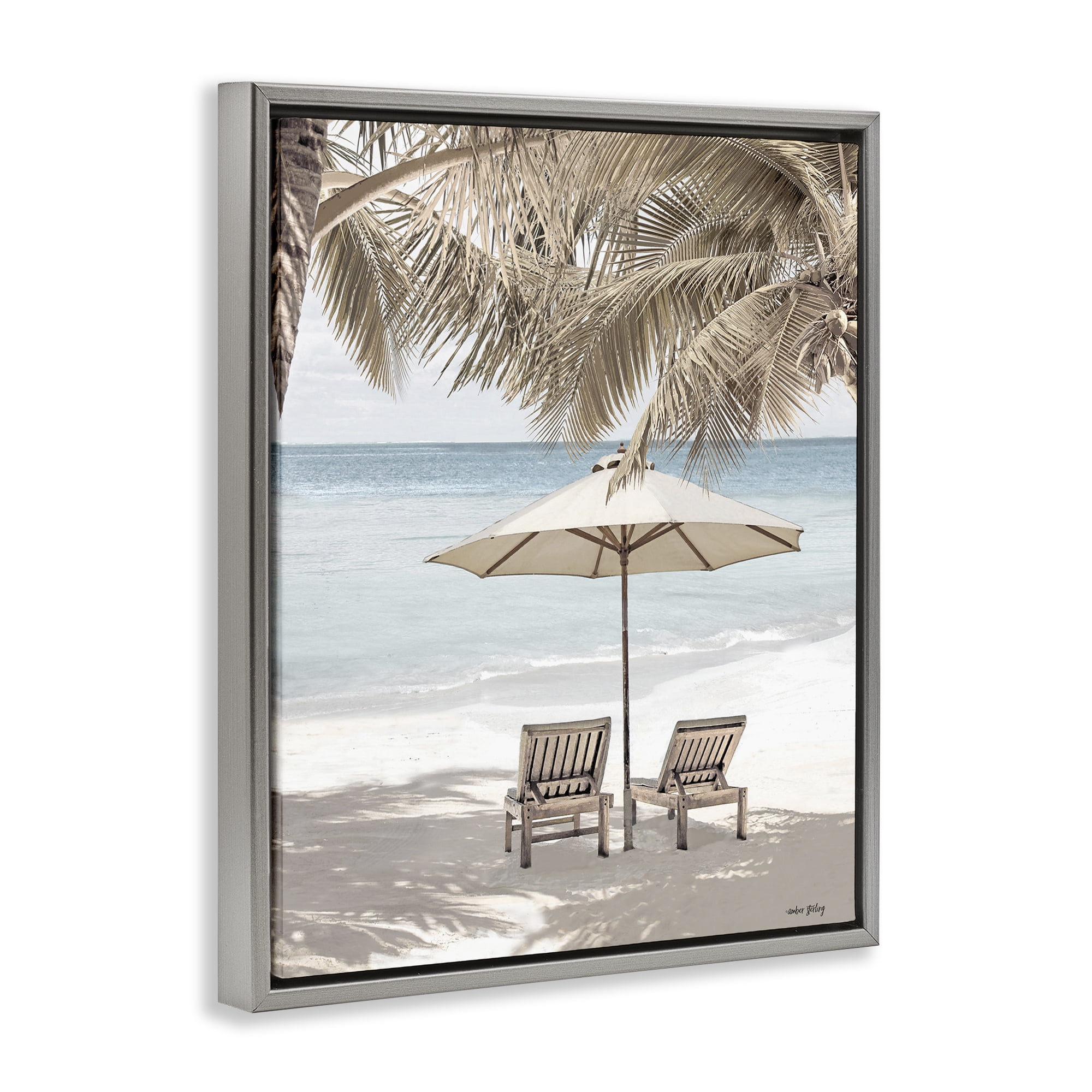 Stupell Industries Summer Villa Vacation Landscape Photography Gray Floater Framed Canvas Art Print Wall Art, 25 x 31