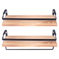 thumbnail image 4 of 2 Pcs Modern Floating Storage Shelves Wall Mounted Storage Racks Iron Pine Shelves Kitchen Bathroom Bedroom, 4 of 9
