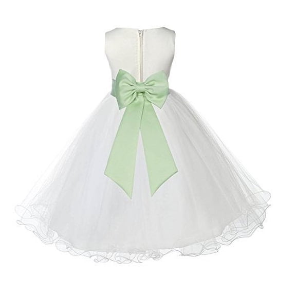 Ekidsbridal Ivory Tulle Rattail Edge Flower Girl Dresses Formal Evening Gown Christening Communion Baptism Photoshoot Wedding 829T 12