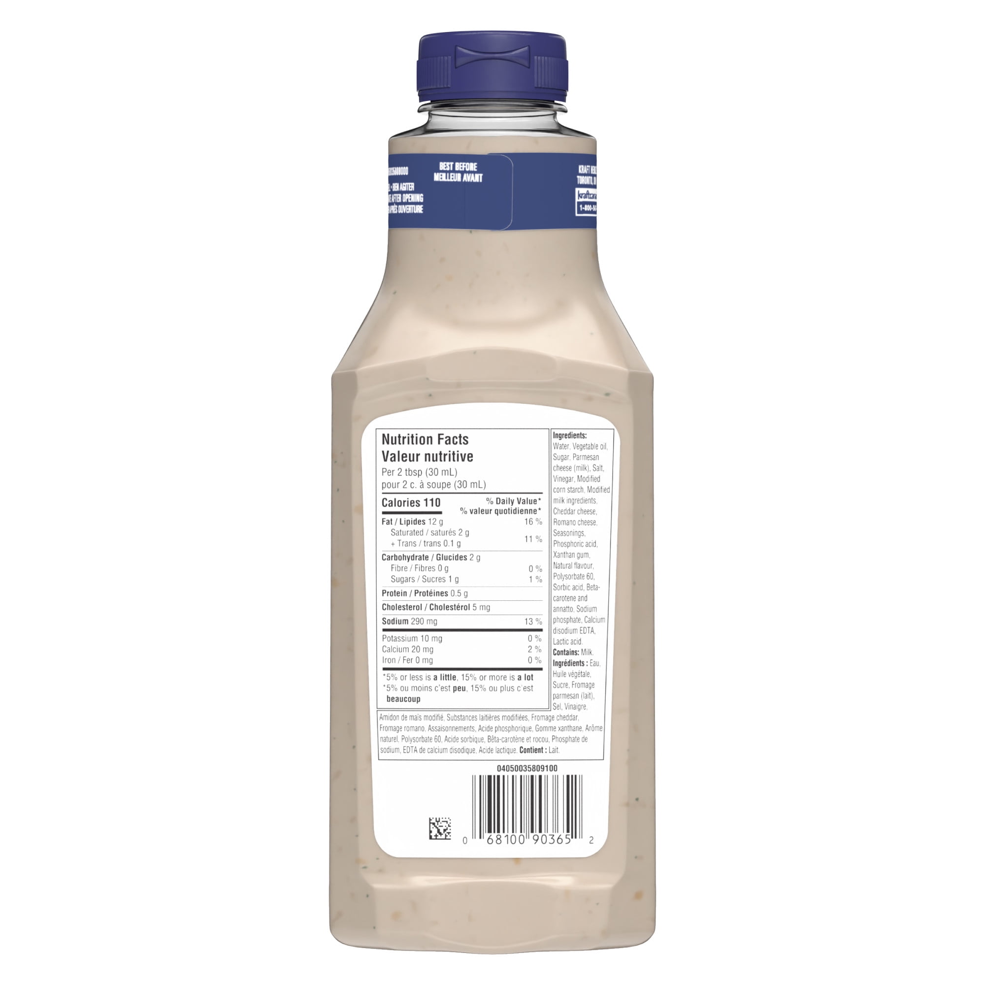 Kraft Three Cheese Ranch Salad Dressing, 425 mL Bottle
