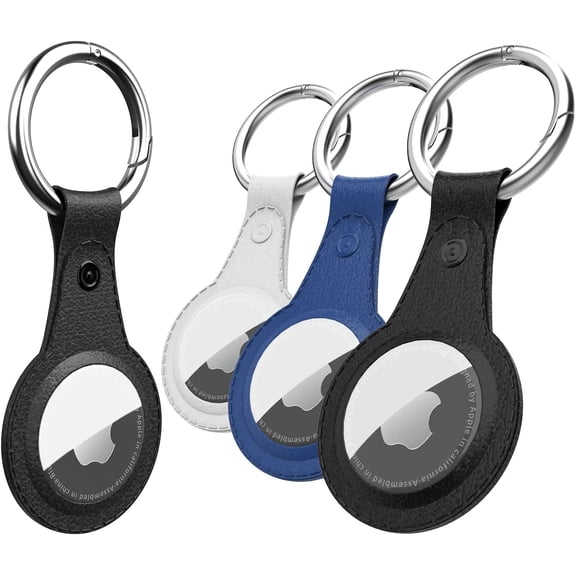 4 Pack Airtag Case for Apple AirTag, Protective PU Leather Keychain Tracker Cover with Air Tag Holder,Finder Items for Dogs,Keys,Backpacks,Multi-Color Airtag Accessories(Not Indclude Airtag)