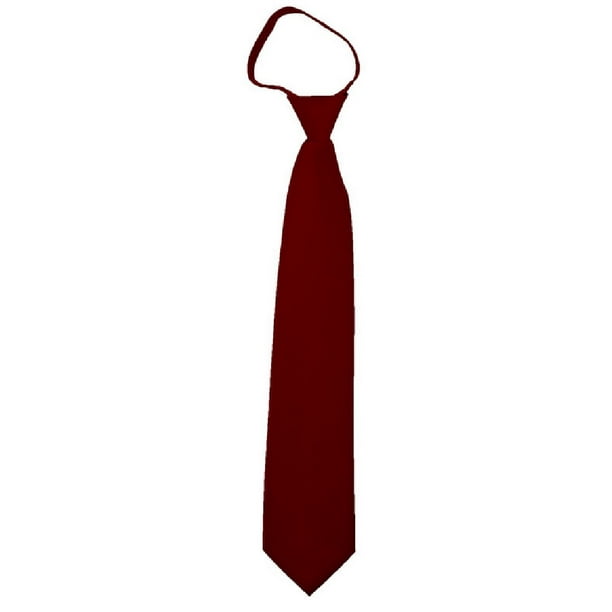 NYFASHION101 Cravate à Glissière Formelle de Couleur Unie pour Hommes, Bordeaux, 17 Po