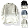 thumbnail image 7 of SERTG Men's Knit Sweater Fall Winter Warm Thickened Casual Round Neck Jacquard Striped Pullover Fashion Top Men Heavy Sweater(Black,M), 7 of 7