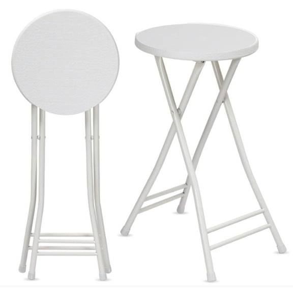 Styecofur Furniture of metal,24 Inch Tall Metal Folding Chair Portable Metal Stool Chair Heavy Duty Metal Foldable Bar Stools (White)