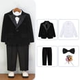 thumbnail image 7 of Kids British Style Suit Set, 5-Piece Blazer Pants Shirt Bow Tie Set for Boys, Flower Boy Wedding Pageant Piano Recital Outfit, First Birthday Party Suit Black 100, 7 of 7