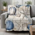 thumbnail image 2 of Navy Blue Coastal Blanket Soft Cozy Warm Throw Blanket for Couch, Plush Fuzzy Flannel Fleece Blankets for Sofa, Summer Beach Shell Starfish Vintage Bed Blankets Lightweight Gifts for Women, 50"x60", 2 of 9