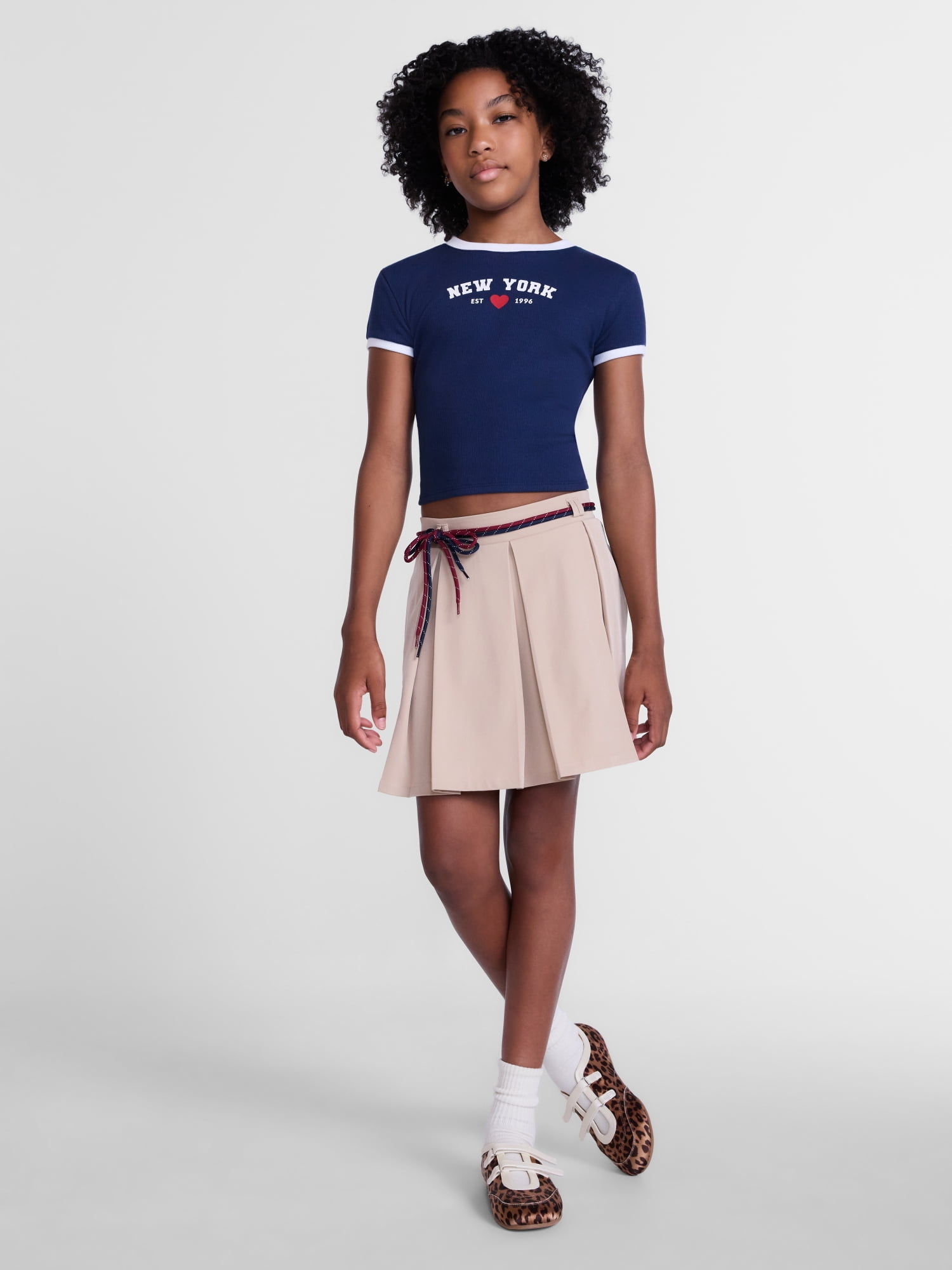 Weekend Academy Girls Graphic Baby Tee with Short Sleeves, Sizes 4-18
