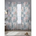 thumbnail image 5 of Blue Pink Botanical Semi Sheer Window Curtains 108 Inches Long, Spring Floral Vintage Rod Pocket Voile Silky Chiffon Curtain Light Filtering Drapes for Living Room, Kitchen, 52"x108", 2 Panels, 5 of 9