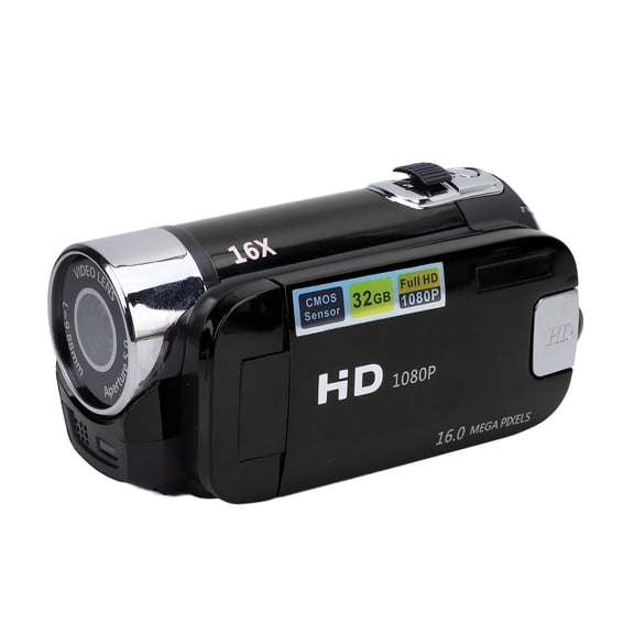 Cámara de Vídeo, Cámara Vlogging de 16 MP 1080p, Videocámara Con Zoom Digital 16x Antivibración Con Pantalla A Color de Rotación de 2,4 Pulgadas y Luz de Relleno, Grabación