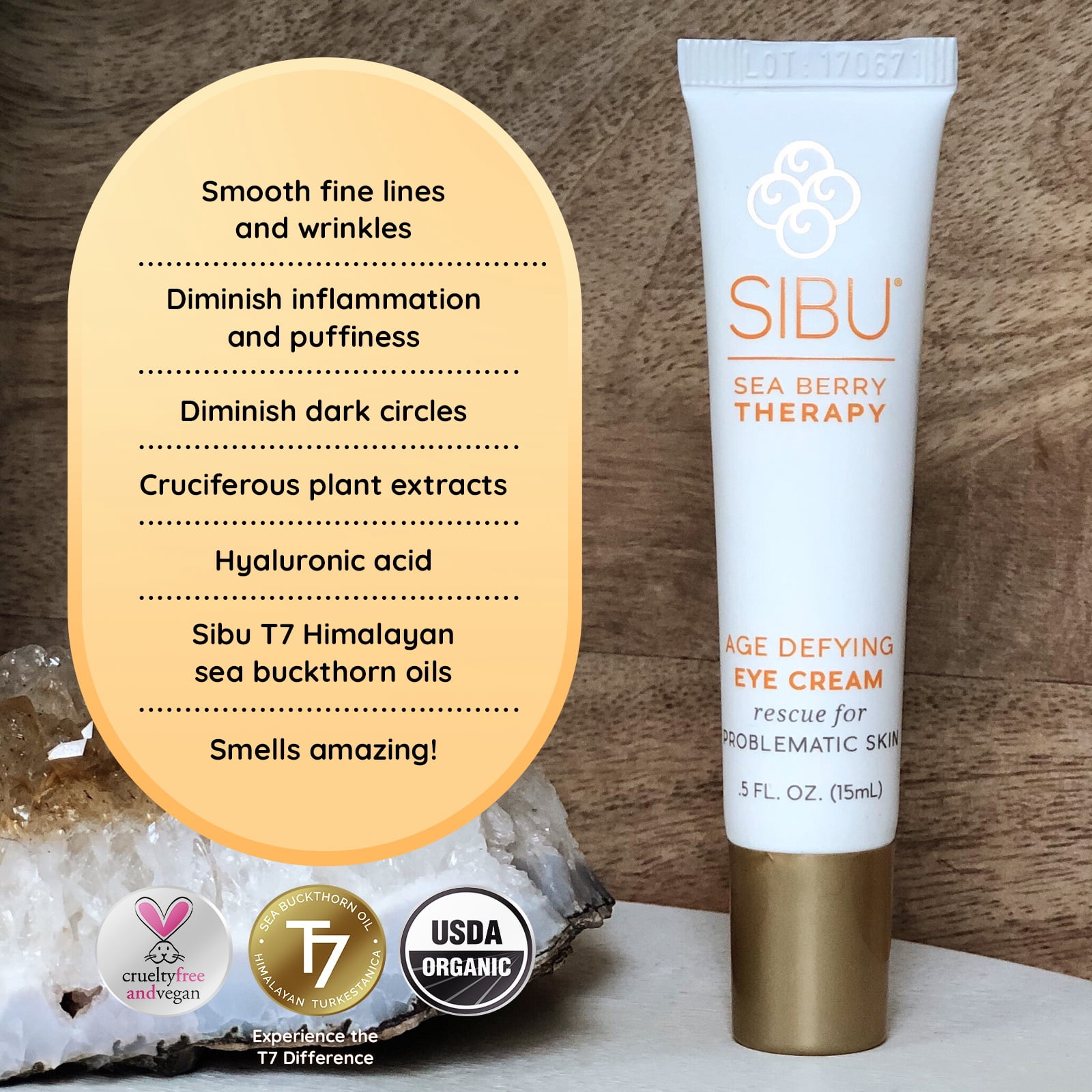 Sibu Beauty Sea Buckthorn Age Defying Eye Cream - 0.5 Oz