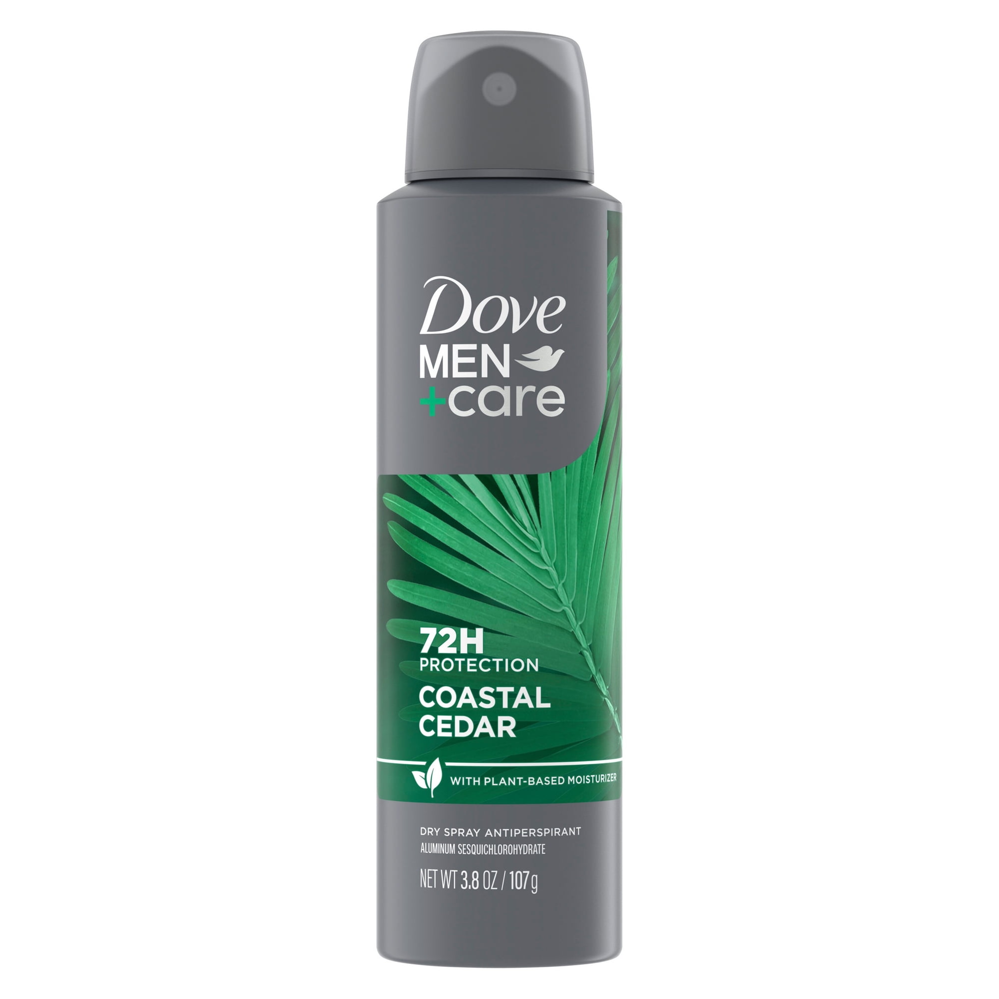 Dove Men+Care Dry Spray Antiperspirant 72H Protection Cedarwood + Tonka With a Plant-Based Moisturizer, 3.8 oz