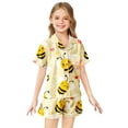 thumbnail image 2 of NAFUU Toddler Girls 2 Piece Outfits Cute Bee Print Short Sleeve Lapel Shirts With Pocket And Shorts Comfortable Breathable Sleep Set Going Out Outfits For Girl 2-3 Years, 2 of 4
