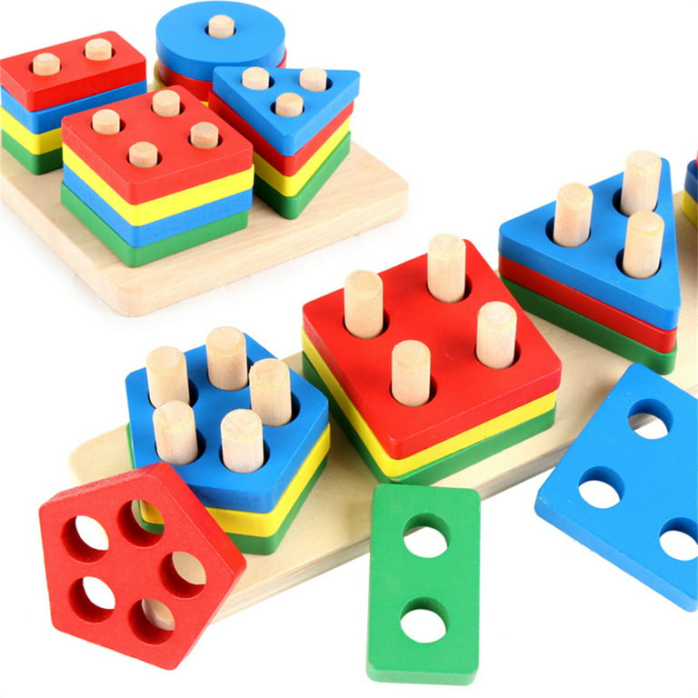 Wooden Shape Sorter Toy Wooden Montessori Toys for 3 4 5 Year Old Kids,  Learning Sensory Bin Toys, Shape Toys, STEM Toys 