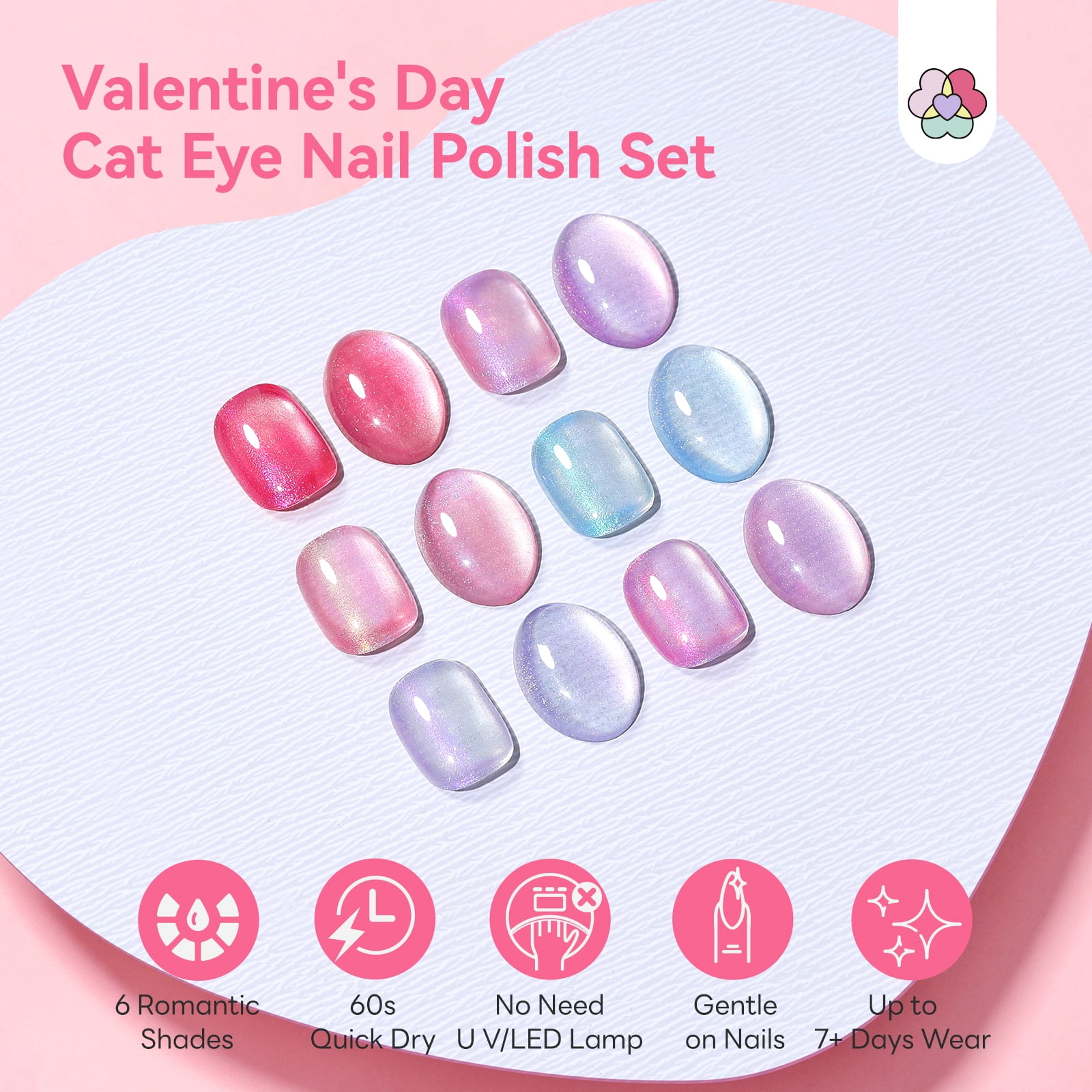 SAVILAND 6pcs Nail Polish Set: Quick Dry 6 Colors Cat Eye Nail