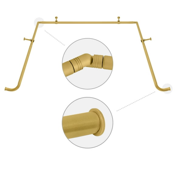 Meriville 1-inch Diameter Bay Window Curtain Rod Set for Bayview Windows, Gold