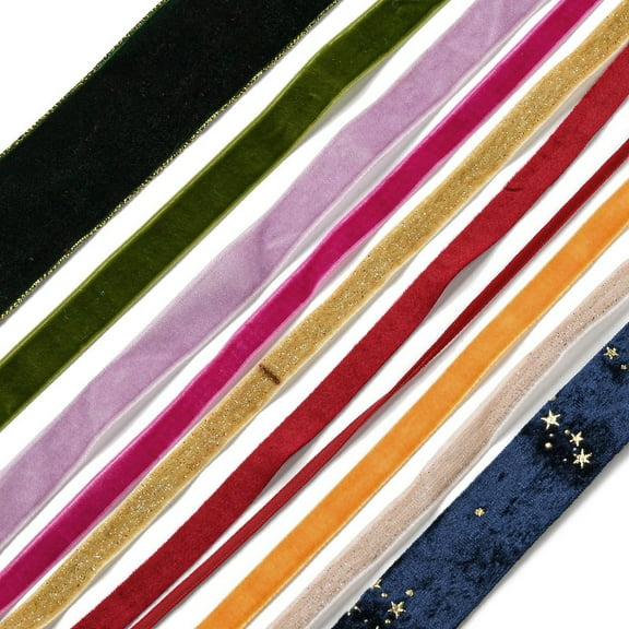 10 pc 1 yard Velvet Ribbon Clothing Accessories Mixed color 1/8~1-5/8 inch(4~40mm)