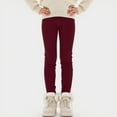 thumbnail image 2 of Pandaie 1-14T Girls Fleece Lined Leggings Winter Warm Soft Thermal Pants Full Length Kids Tights Trousers Clothes Brick Red 18-24 Months, 2 of 5