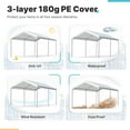 thumbnail image 3 of ADVANCE OUTDOOR 10x15 ft Carports Heavy Duty Car Canopy Garage Party Tent Boat Shelter, Adjustable Height from 9.5 ft to 11 ft, White, 3 of 7