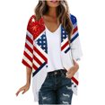thumbnail image 3 of UVEASISHA American Flag Kimono for Women 4th of July 3/4 Sleeve Cardigans Summer Open Front Casual Beach Coverups Independence Day Print Cardigan Jackets Multicolor XL, 3 of 6