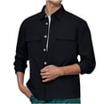 thumbnail image 1 of RKSTN Jackets for Men Fall Fashion Solid Color Pocket Button Thin Cool Shirt Mens Coats, 1 of 4
