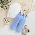 thumbnail image 3 of LAPAKIDS 3-4T Toddler Boys Formal Outfits Bowtie Shirts + Plaid Suspender Pants Boy Gentleman Clothes Set, 3 of 7