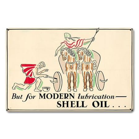

Shell SHL342 18 x 12 in. But Modern Lubrication Shell Oil Satin Metal Sign
