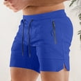 thumbnail image 4 of Mens Athletic Shorts 3 Inch Inseam Loose Fit Running Gym Workout Shorts Breathable Lightweight Summer Outdoor Clothes Blue, Size L, 4 of 5