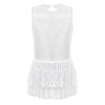 thumbnail image 3 of YONGHS Big Girls Rumba Samba Salsa Jazz Dance Costume Tutu Skirt Leotard Tassel Latin Dance Dress White 12, 3 of 7