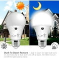 thumbnail image 2 of Dusk to Dawn Light Bulb- 2 Pack, A19 LED Sensor Light Bulbs; UL Listed, Automatic On/Off, 800 Lumen, 10W(60 Watt Equivalent), E26 Base, Indoor/Outdoor Lighting Bulb (5000K Daylight), 2 of 8