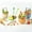 Beige, variant on Guanhe Fruit Forks Mini Kids Includes bucket Set, Wheat Straw Mini Wooden Dessert Fork Fruit Fork Barbecue Fork