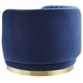 thumbnail image 5 of Armchair Swivel Accent Tufted Chair, Navy Gold, Velvet, Modern Contemporary, Living Lounge Cafe Room Hotel Lobby Hospitality, 5 of 7