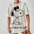 thumbnail image 2 of 2024 Camiseta de Snoopy para madre e hija, diseño de cuello redondo para mujer y niña, top de verano de manga corta con escote sexy y estampado de dibujos animados, 2 of 4