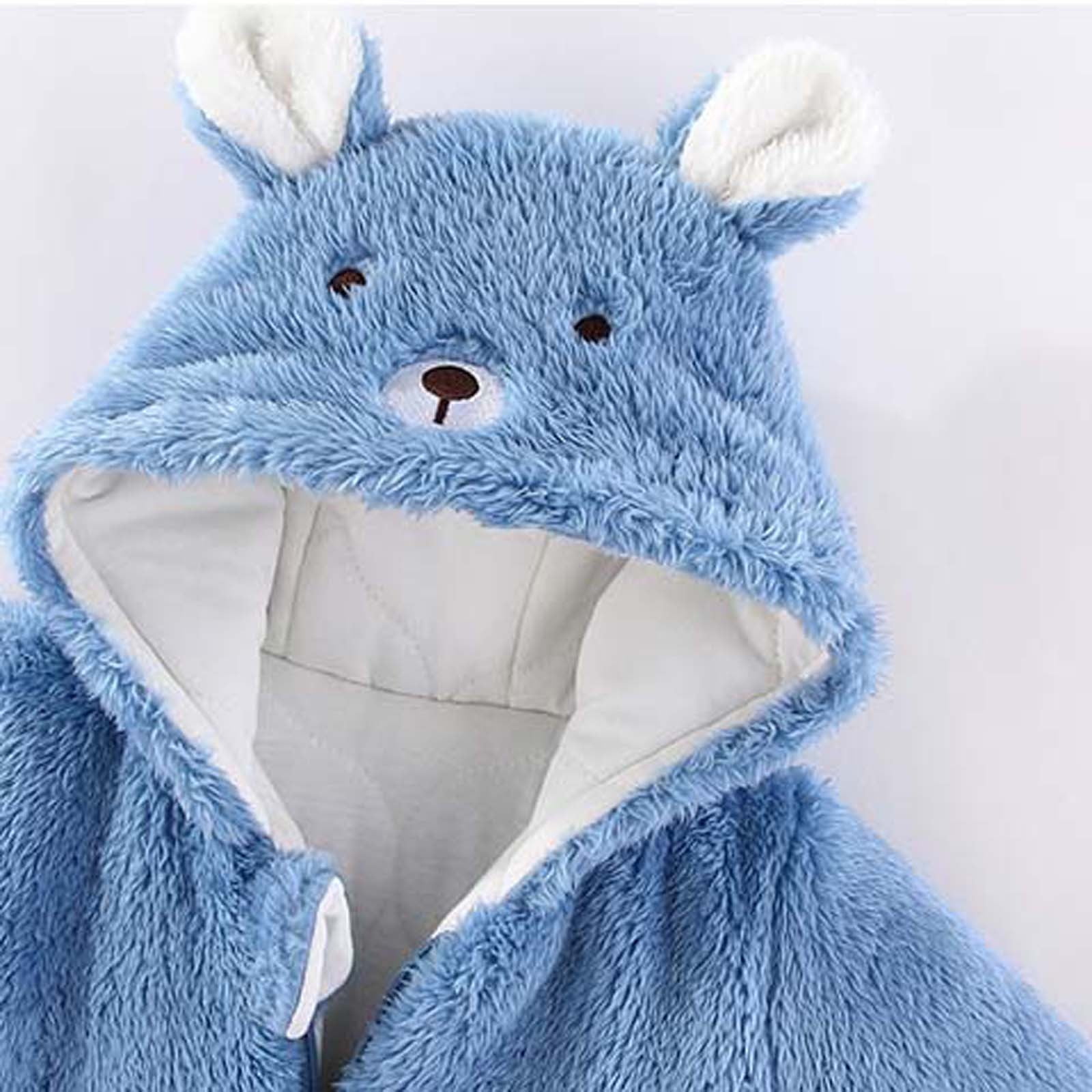 Hicidod Baby Snowsuit Cute Cartoon Bear Ears Hooded Toddler Rompers Winter Hooded Zipper Fleece Thicken Warm Jumpsuit