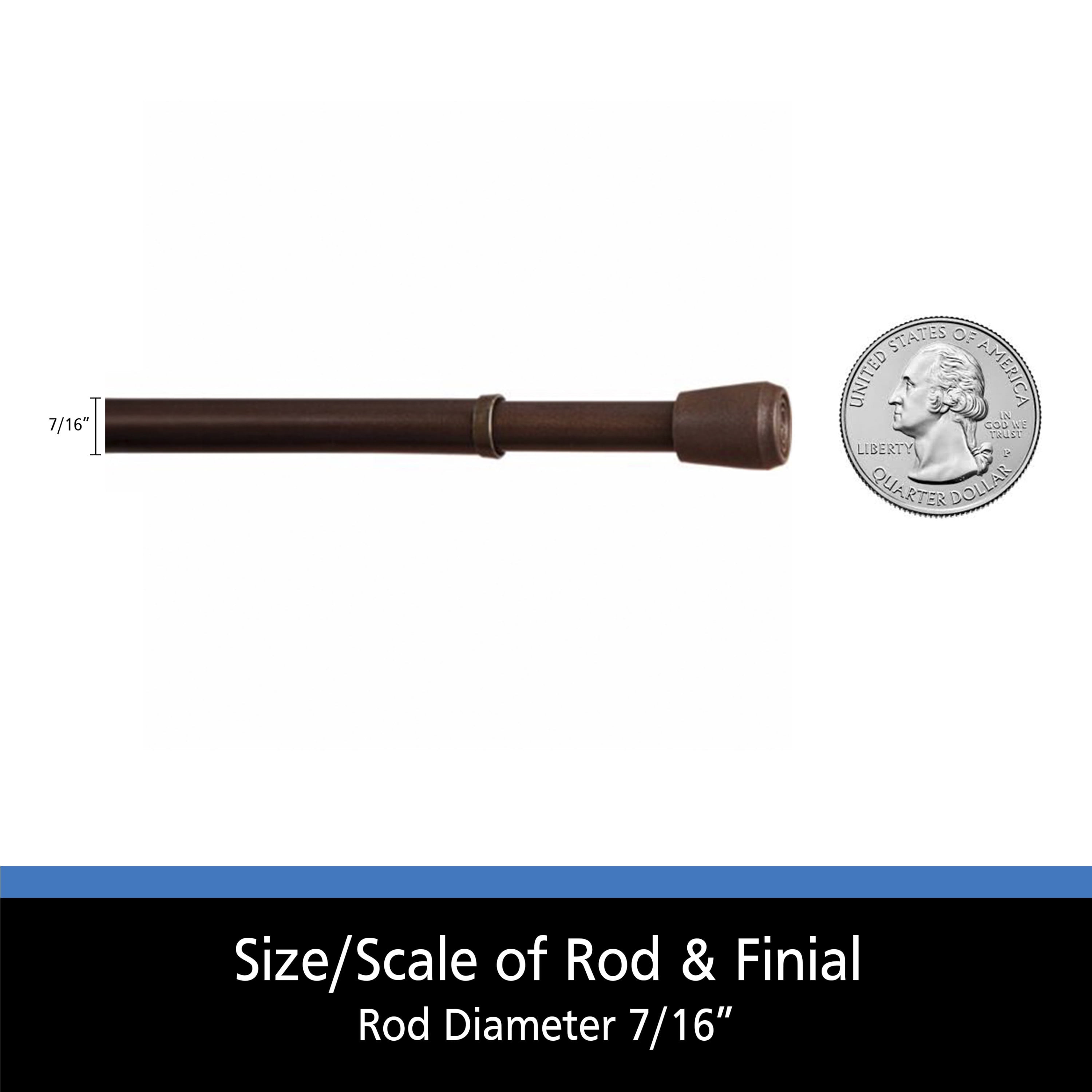 (6 pack) Mainstays 7/16" Adjustable Spring Tension Curtain Rod, 28-48", Chocolate