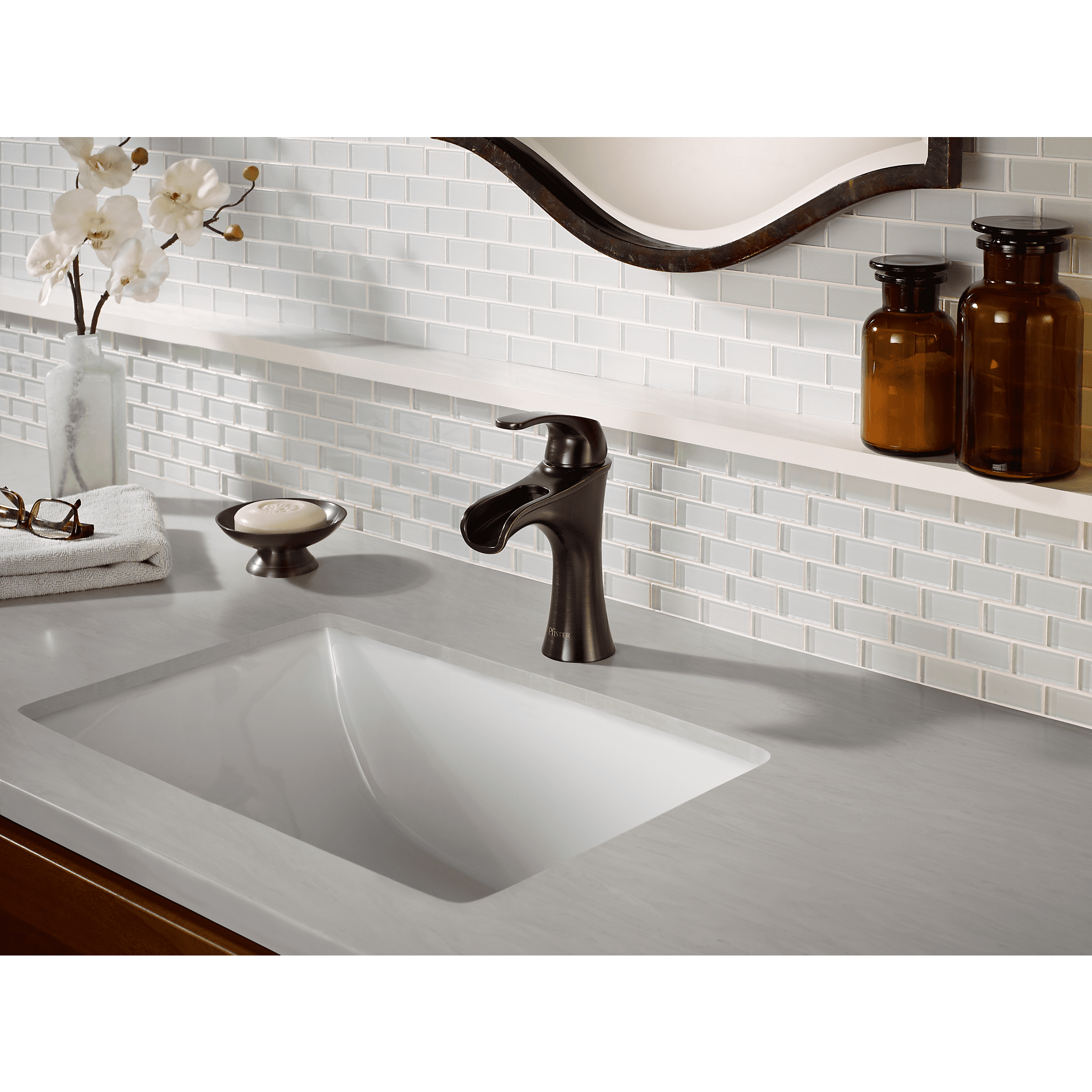 Pfister Jaida Single Control 4" Centerset Bathroom Faucet in Tuscan Bronze