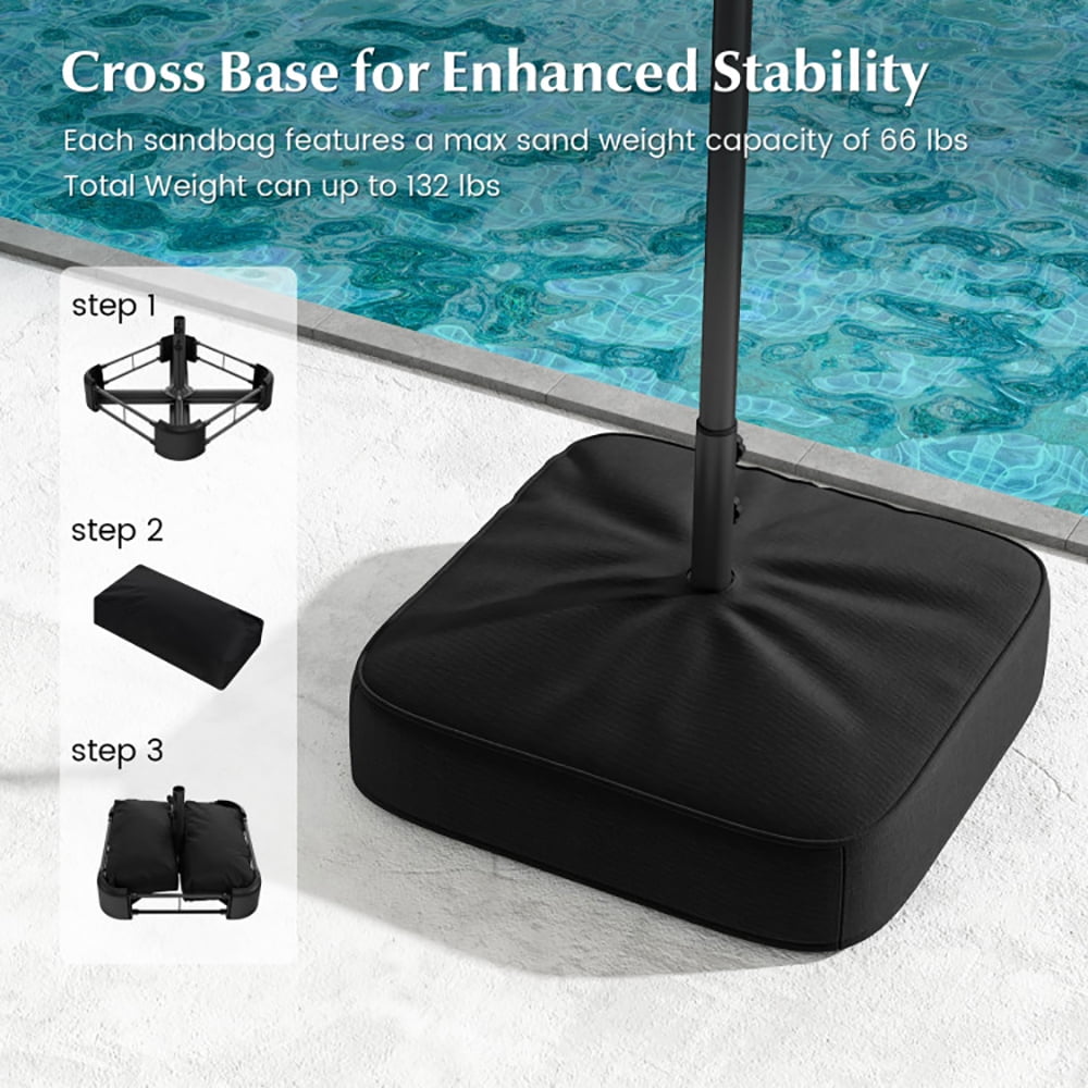 Aimee Lii 13FT Double-sided Patio Umbrella with Solar Lights for Garden Pool Backyard, Table Umbrella Outdoor Patio, Coffee