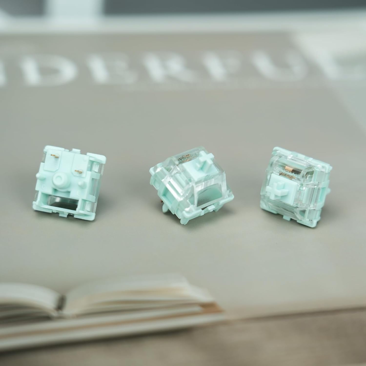 GATERON Jelly Series Keyboard Switches, Linear Tactile Silent RGB LED 5 Pin Factory Pre-lubed Full POM Key Switches for MX Mechanical Keyboard (mint,110pcs)