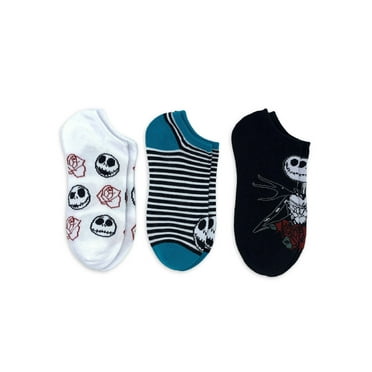 Nightmare Before Christmas Women's Print No Show Socks, 3-Pack, Shoe Size 4-10