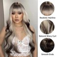 thumbnail image 3 of Jademall 26 in Long Wave Wig with Bangs, Long Wavy Women's Charming Synthetic Wigs, Curly Wig for Gatherings, Parties,Traveling, Daily Life - Platinum Gradient Black Hair Tail, 3 of 7