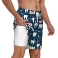 thumbnail image 3 of Goofa Dental Printed Men's Swim Trunks Board Shorts Quick Dry Mens Swimming Trunks with Compression Liner,Breathable Fit Hawaii Beach Shorts-3X-Large, 3 of 9