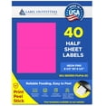 thumbnail image 1 of 40 Label Outfitters® Fluorescent Neon Magenta Pink Laser ONLY Labels, 8-1/2 x 5-1/2 inches, Half Sheet or Half Page, 1 of 4