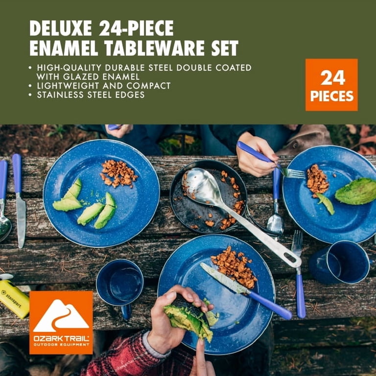 Free Shipping! Ozark Trail Enamel Dinnerware Set 24 Pieces for