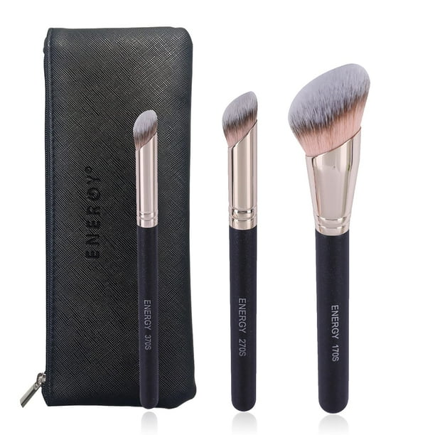 Set de brochas de maquillaje ENERGY Kabuki Foundation, 3 unidades con bolsa de poliuretano