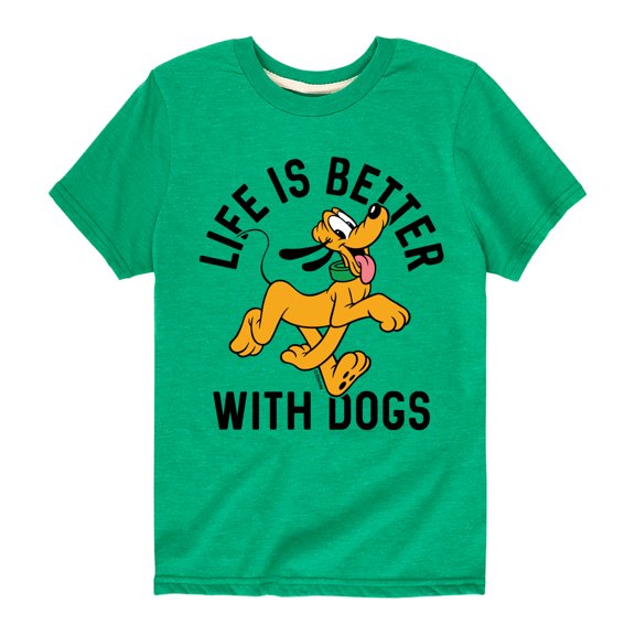 Mickey & Friends - Pluto Life Is Better With Dogs - Toddler And Youth Short Sleeve Graphic T-Shirt