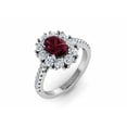 thumbnail image 3 of HeartsAndYou 2ct Natural Garnet Diamond Floral Cluster Halo Engage Ring 14k SOLID White Gold, 3 of 9