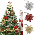 thumbnail image 4 of 10Pcs Christmas Glitter Artificial Poinsettia Flowers Xmas Poinsettia Artificial Wedding Flowers Decorations Xmas Tree Ornaments for Party Favors, 4.8inch, 4 of 4
